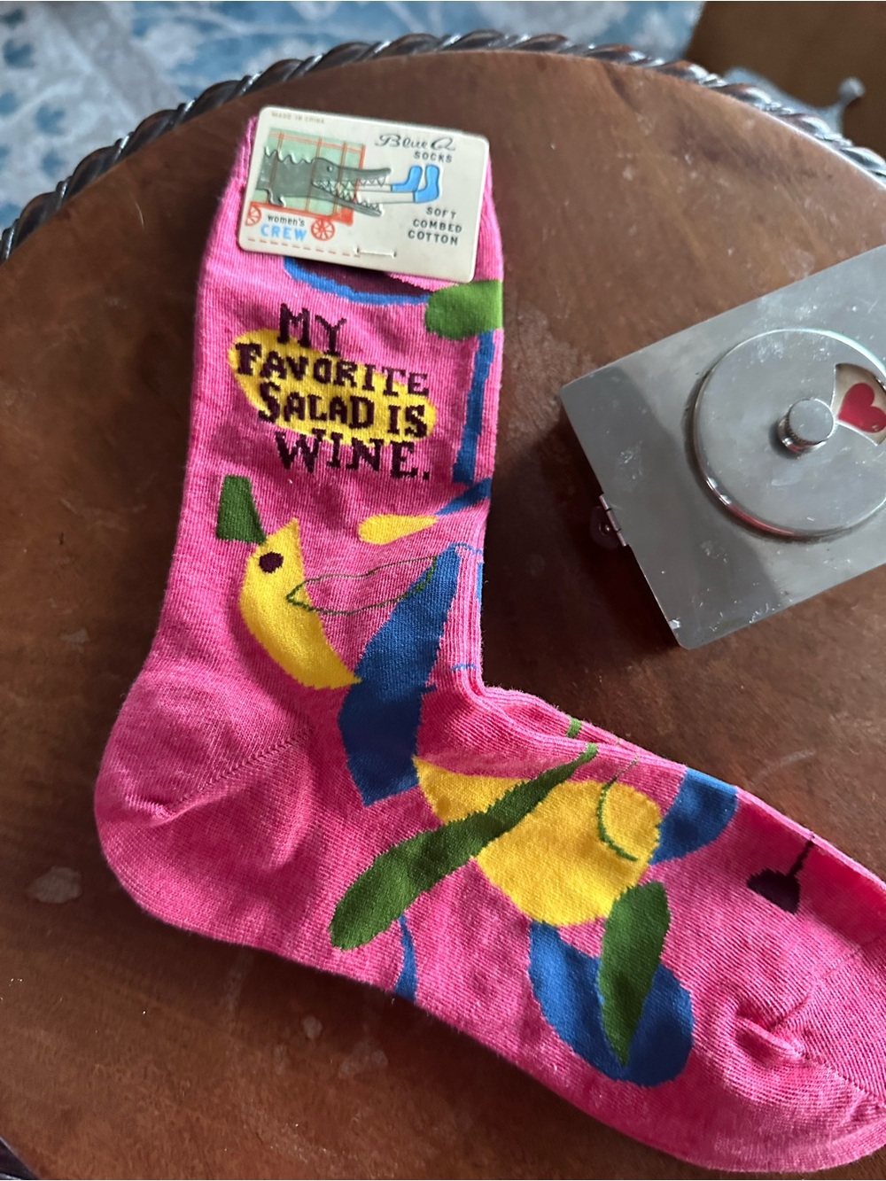 NWT Pink Socks - "My Favorite Salad Is Wine"